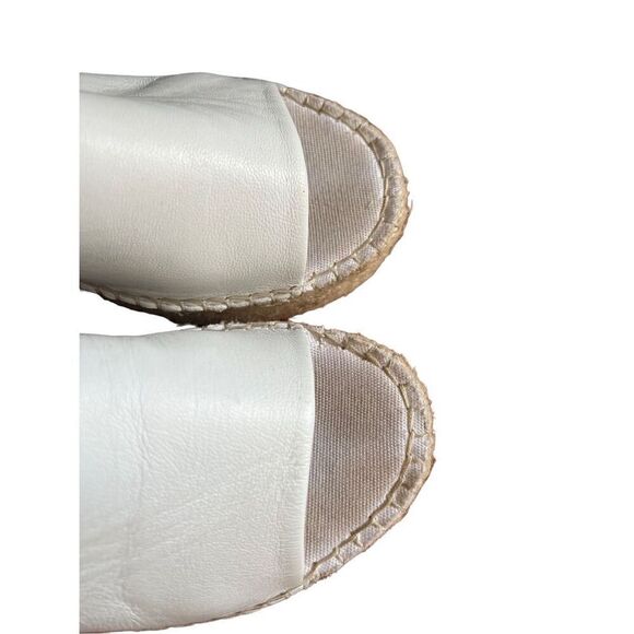 Free People Leather Coastal Platform Wedge Espadrille White Size 39 - Picture 3 of 10